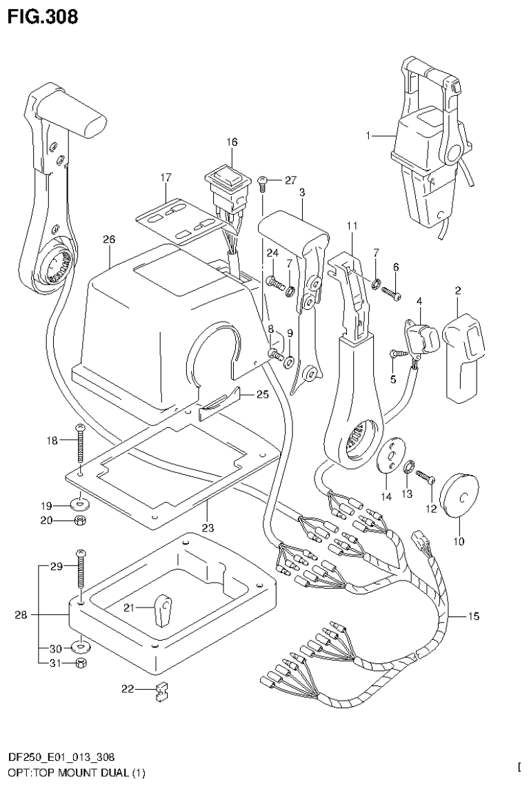 Suzuki DF200T, DF200Z, DF225T, DF225Z, DF250T, DF250Z OPT:TOP MOUNT DUAL (1) parts diagram